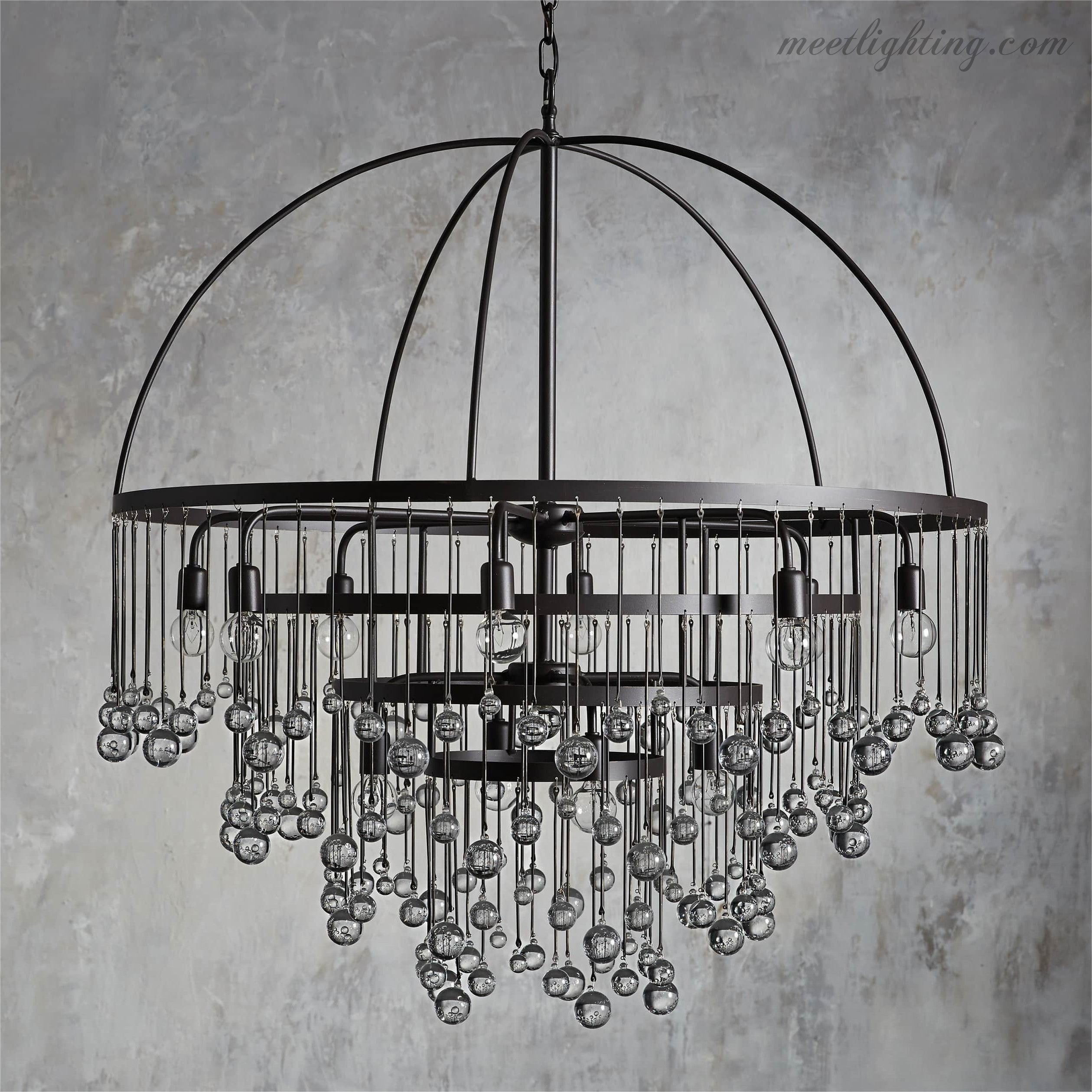 Viertrapskroonluchter met Kristallen 95cm Zwart Brons Messing Zilver Hanglamp Plafondverlichting Woonkamer | Sansoti