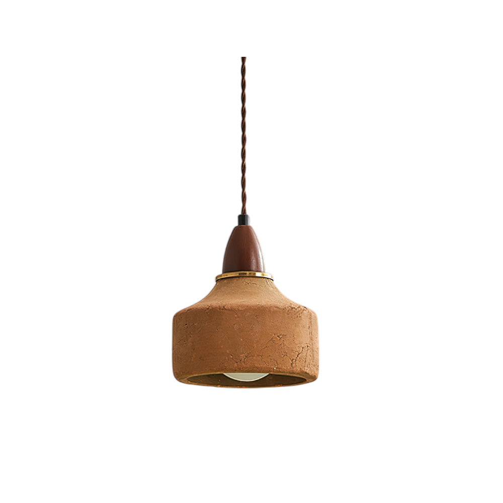 Pendant Light Ceramic Wood Terracotta Walnut Ceiling Light G9 Fitting Scandinavian Design Dining Room | Sansoti