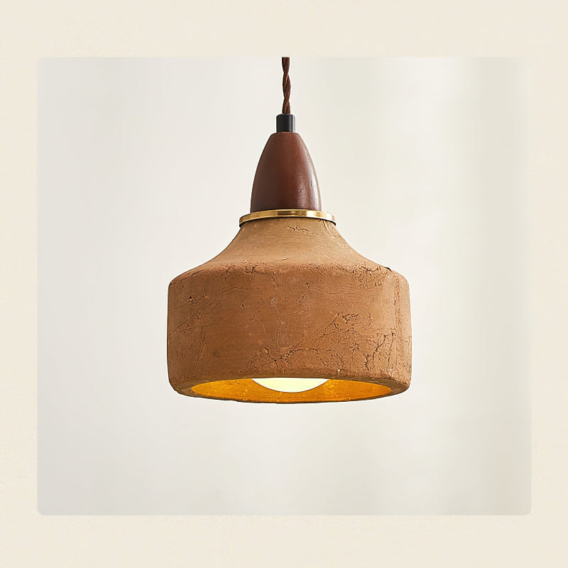 Pendant Light Ceramic Wood Terracotta Walnut Ceiling Light G9 Fitting Scandinavian Design Dining Room | Sansoti