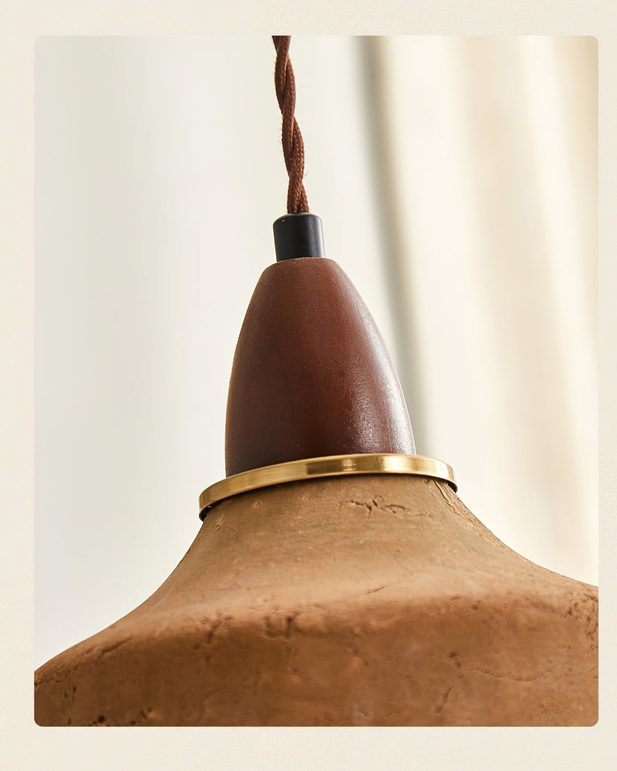 Pendant Light Ceramic Wood Terracotta Walnut Ceiling Light G9 Fitting Scandinavian Design Dining Room | Sansoti