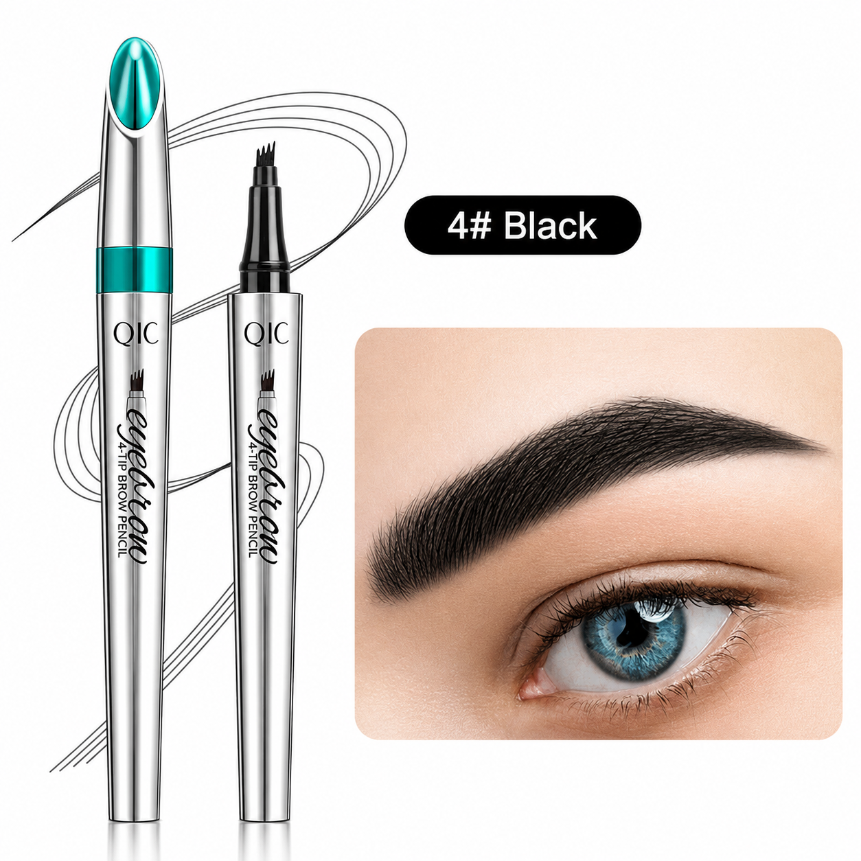 Wenkbrauwpotlood met 4 Punten Waterdichte Microblading Styling Pen voor Natuurlijke Haarlook Duurzaam tot 36 Uur Langdurig | Sansoti
