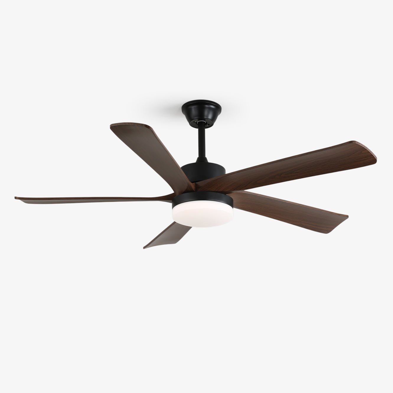 Modern ceiling fan with lighting and wooden blades – 6 speeds LED ceiling fan wood – quiet ceiling fan with remote control – Scandinavian fan lamp black and walnut for living room bedroom | Sansoti