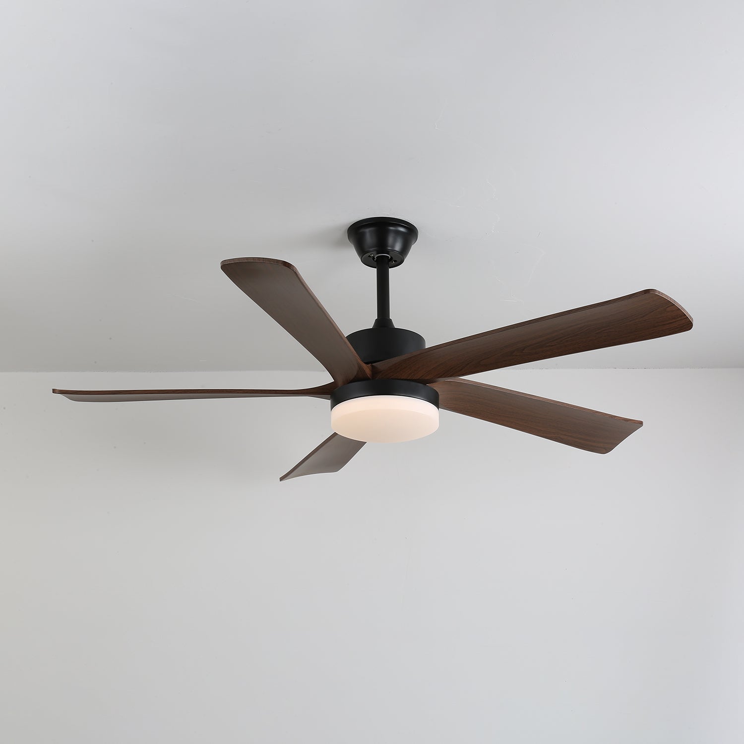 Modern ceiling fan with lighting and wooden blades – 6 speeds LED ceiling fan wood – quiet ceiling fan with remote control – Scandinavian fan lamp black and walnut for living room bedroom | Sansoti