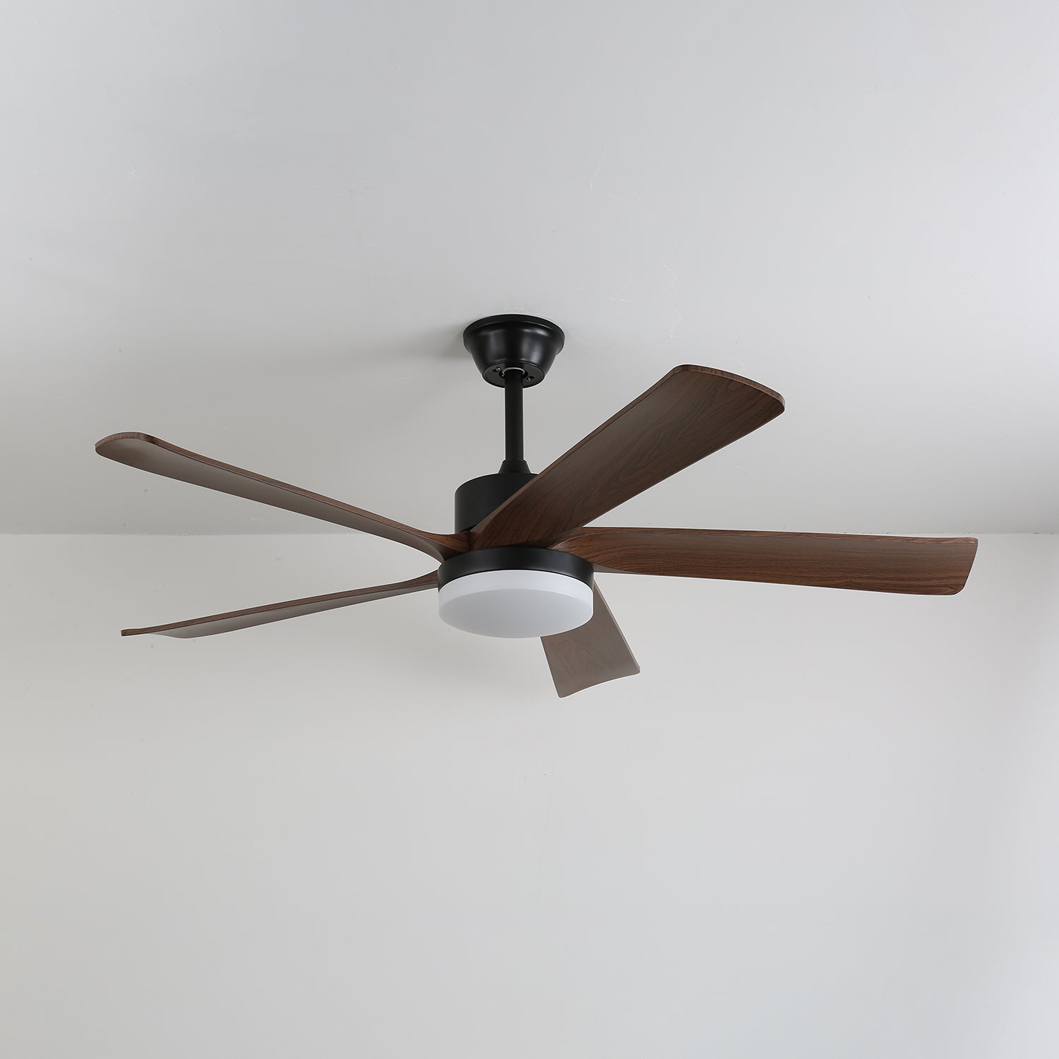 Modern ceiling fan with lighting and wooden blades – 6 speeds LED ceiling fan wood – quiet ceiling fan with remote control – Scandinavian fan lamp black and walnut for living room bedroom | Sansoti