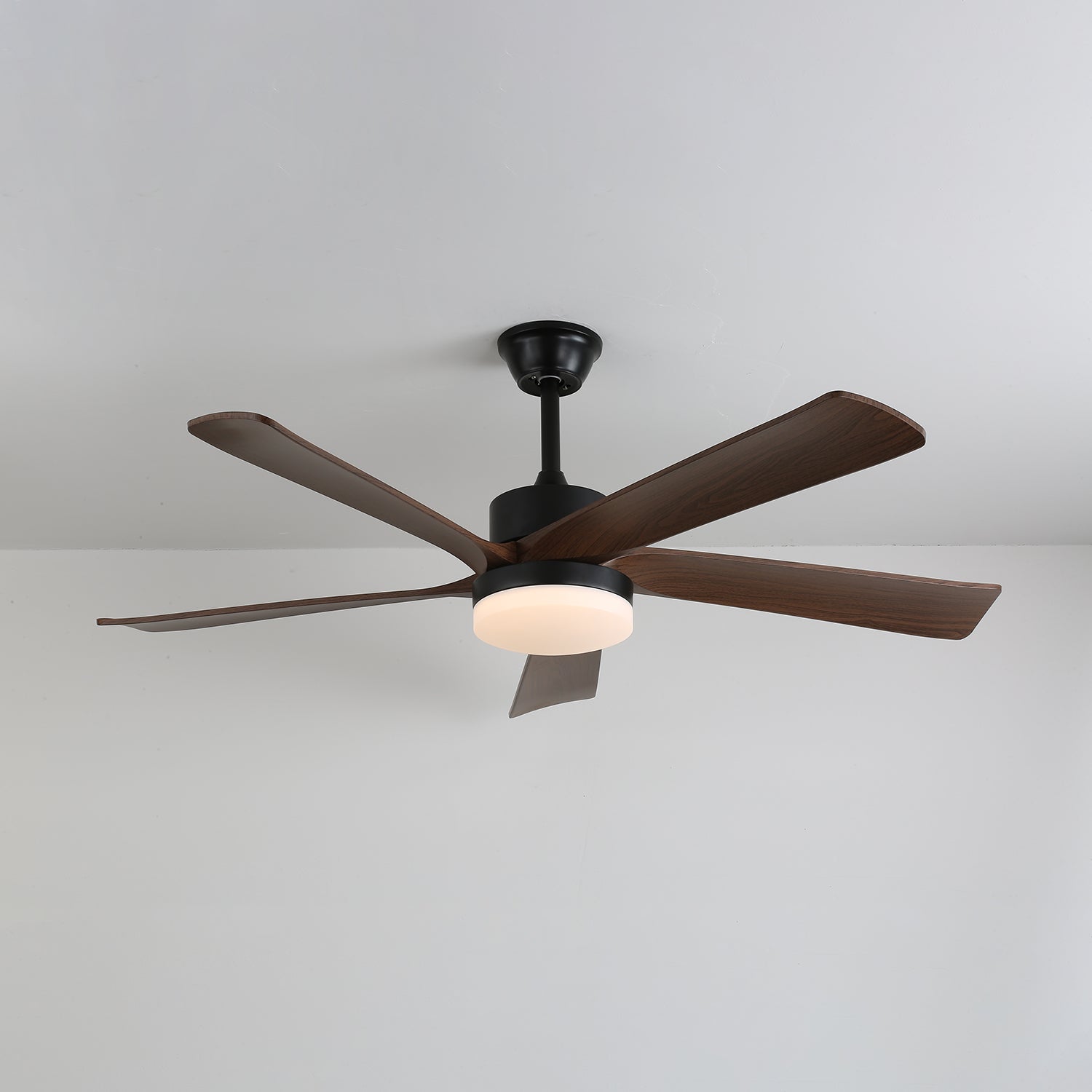 Modern ceiling fan with lighting and wooden blades – 6 speeds LED ceiling fan wood – quiet ceiling fan with remote control – Scandinavian fan lamp black and walnut for living room bedroom | Sansoti