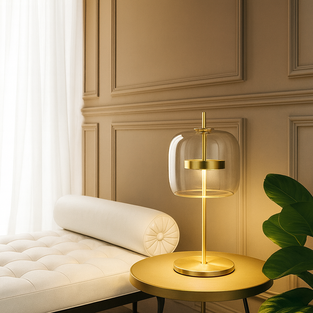 Tiffany-Tischlampe mit goldenem Fuß – Vintage-LED-Stimmungsleuchte für Schlafzimmer und Nachttisch, Retro-Design | Sansoti