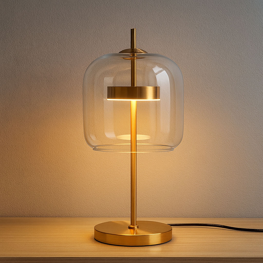 Tiffany-Tischlampe mit goldenem Fuß – Vintage-LED-Stimmungsleuchte für Schlafzimmer und Nachttisch, Retro-Design | Sansoti