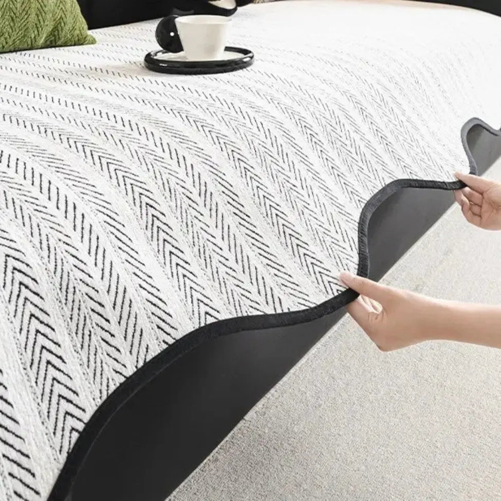 Herringbone Bankhoes met Scallop Rand – Beschermhoes voor Alle Seizoenen – Microvezel | Sansoti