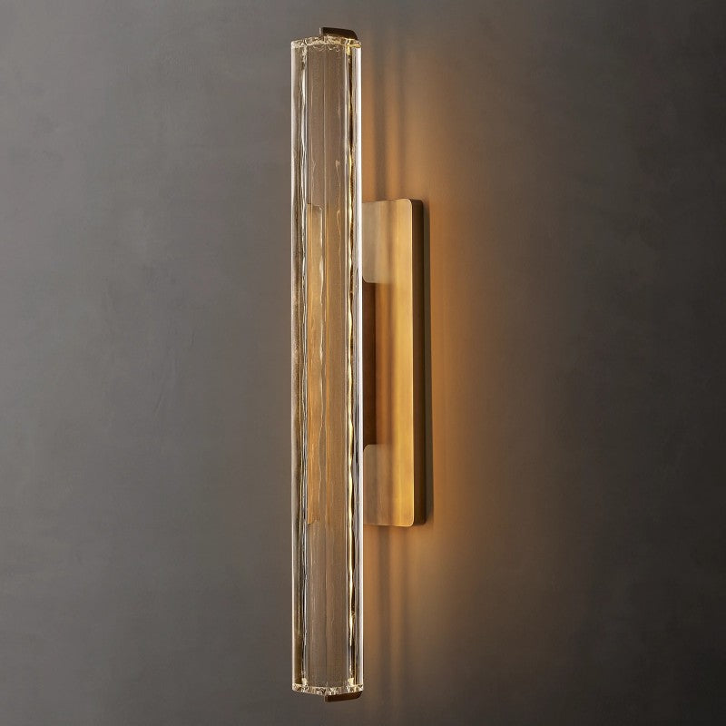 Applique murale en cristal et laiton, LED verticales, design, salon, chambre, couloir, entrée, éclairage intérieur | Sansoti