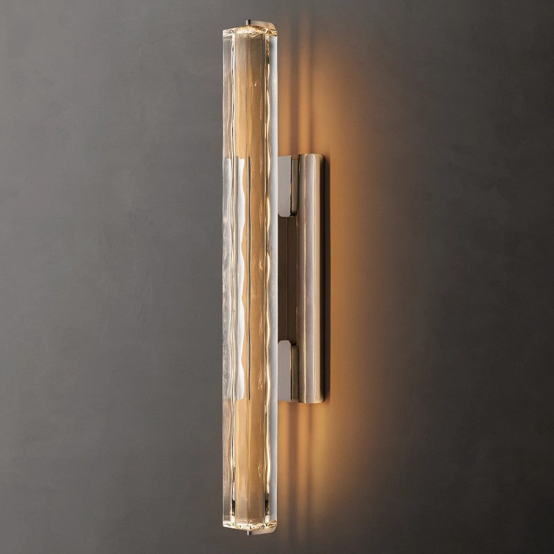 Applique murale en cristal et laiton, LED verticales, design, salon, chambre, couloir, entrée, éclairage intérieur | Sansoti