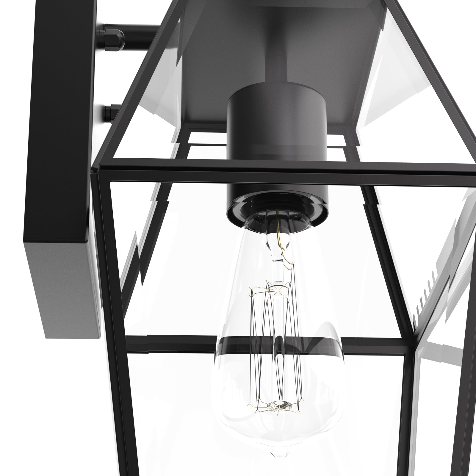 Outdoor Wall Lamp Matte Black Lantern E27 IP44 Weatherproof Garden Lighting with Optional Motion Sensor | Sansoti