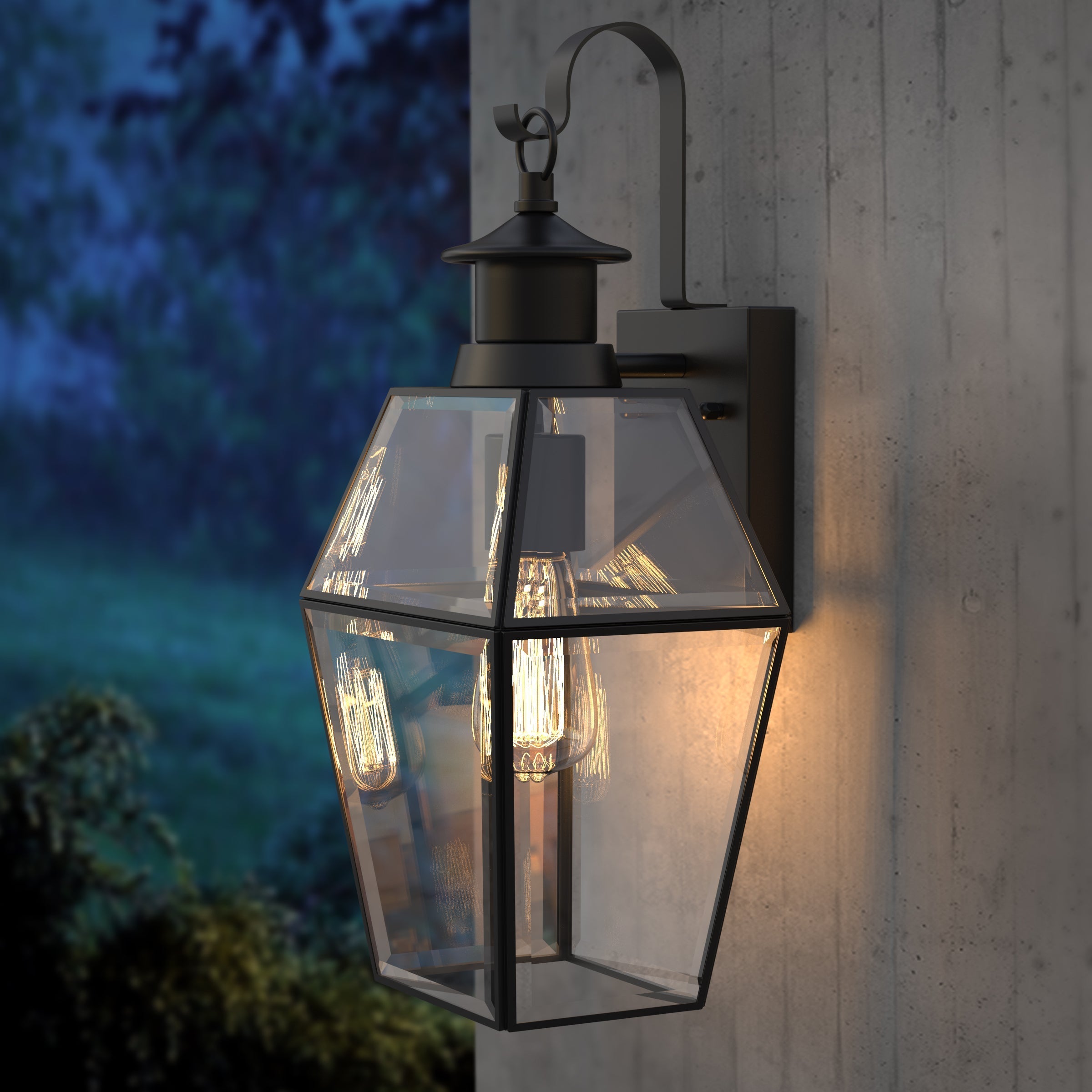 Outdoor Wall Lamp Matte Black Lantern E27 IP44 Weatherproof Garden Lighting with Optional Motion Sensor | Sansoti