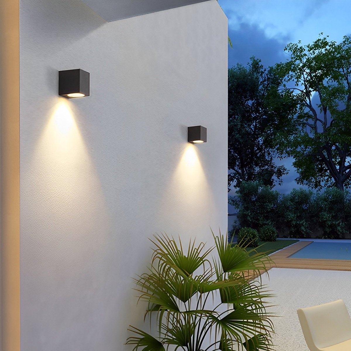Modern square outdoor wall lamp LED IP65 waterproof up & down lighting black for facade terrace entrance | Sansoti