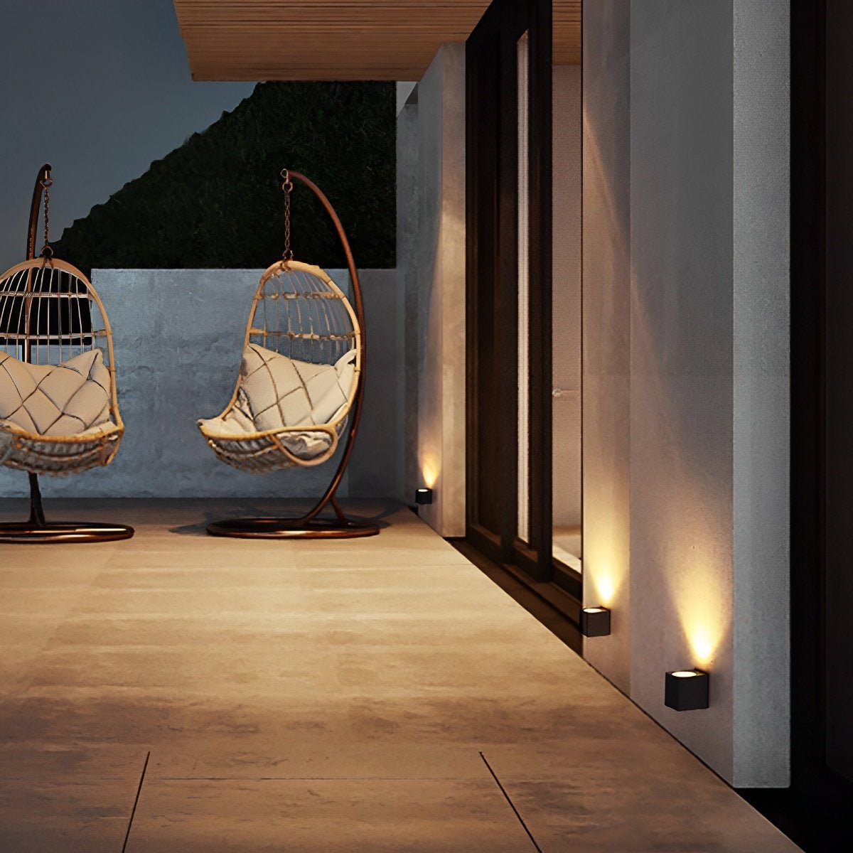 Modern square outdoor wall lamp LED IP65 waterproof up & down lighting black for facade terrace entrance | Sansoti