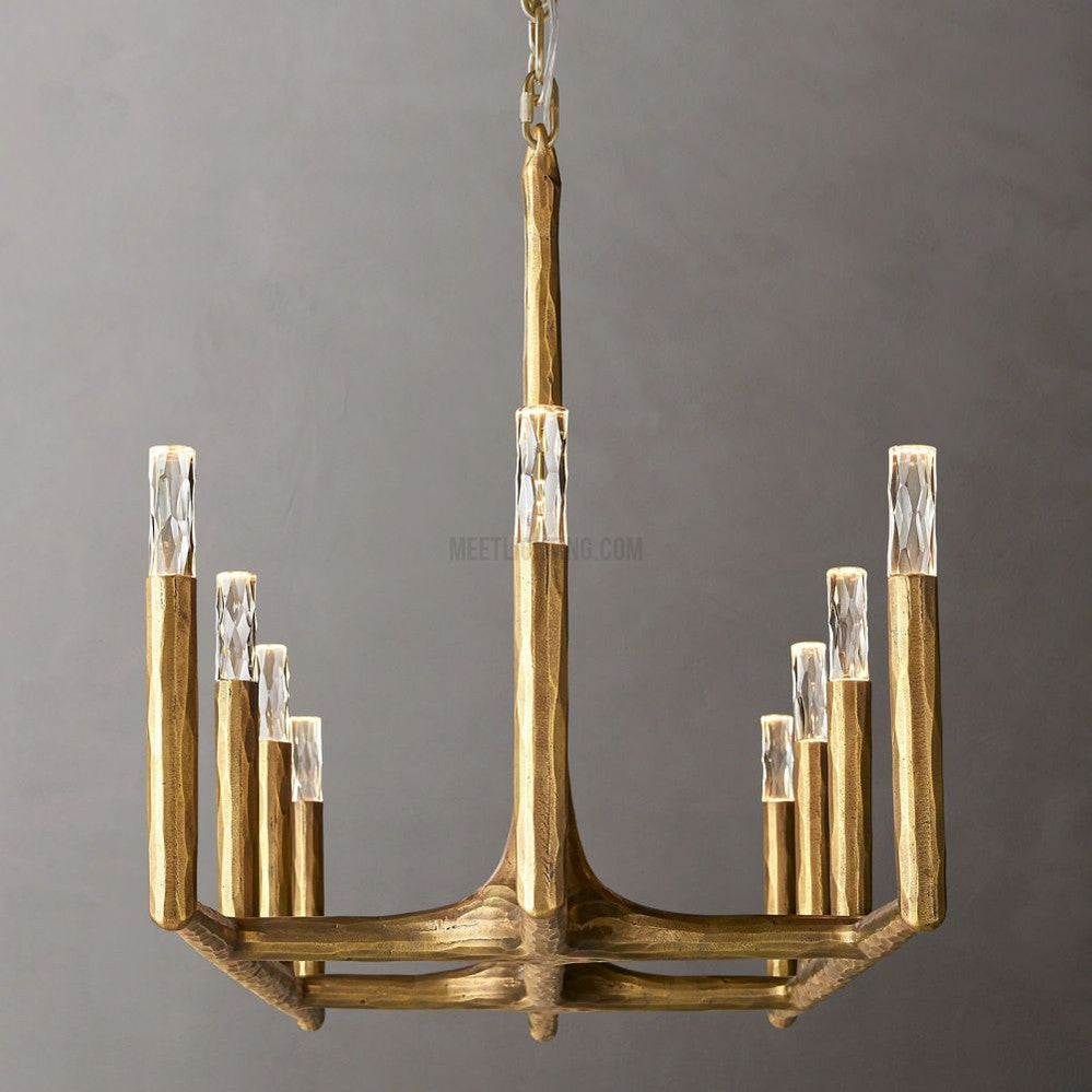 Lustre linéaire en métal forgé et verre 137cm 183cm 244cm laiton bronze étain coin repas foyer salon | Sansoti