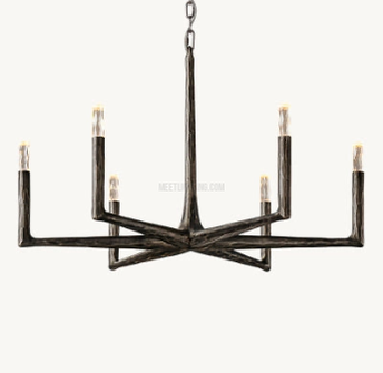 Ronde Smeedijzeren Kroonluchter 36-72 inch Messing Brons Tin Eetkamer Woonkamer Sfeerlicht Hanglamp Nostalgisch | Sansoti