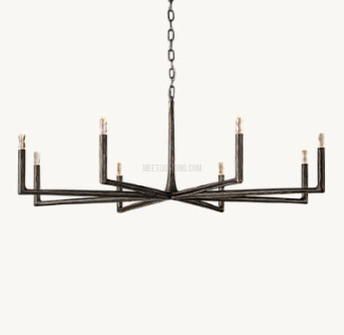 Ronde Smeedijzeren Kroonluchter 36-72 inch Messing Brons Tin Eetkamer Woonkamer Sfeerlicht Hanglamp Nostalgisch | Sansoti
