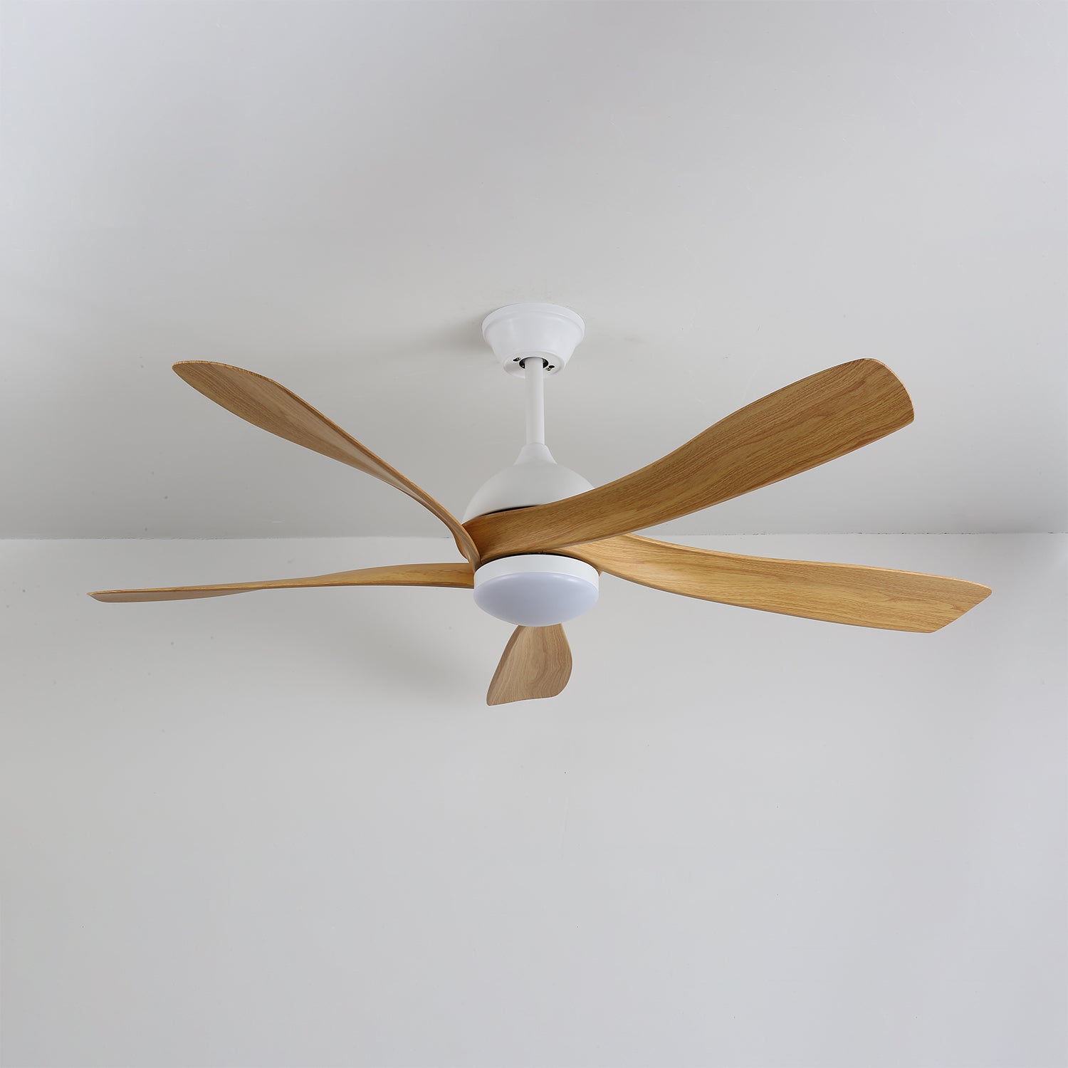 Moderne plafondventilator met geïntegreerde LED-verlichting in hout en metaal | Afstandsbediening 6-snelheden dimbaar voor woonkamer slaapkamer energiezuinig stil design 107cm 132cm | Sansoti