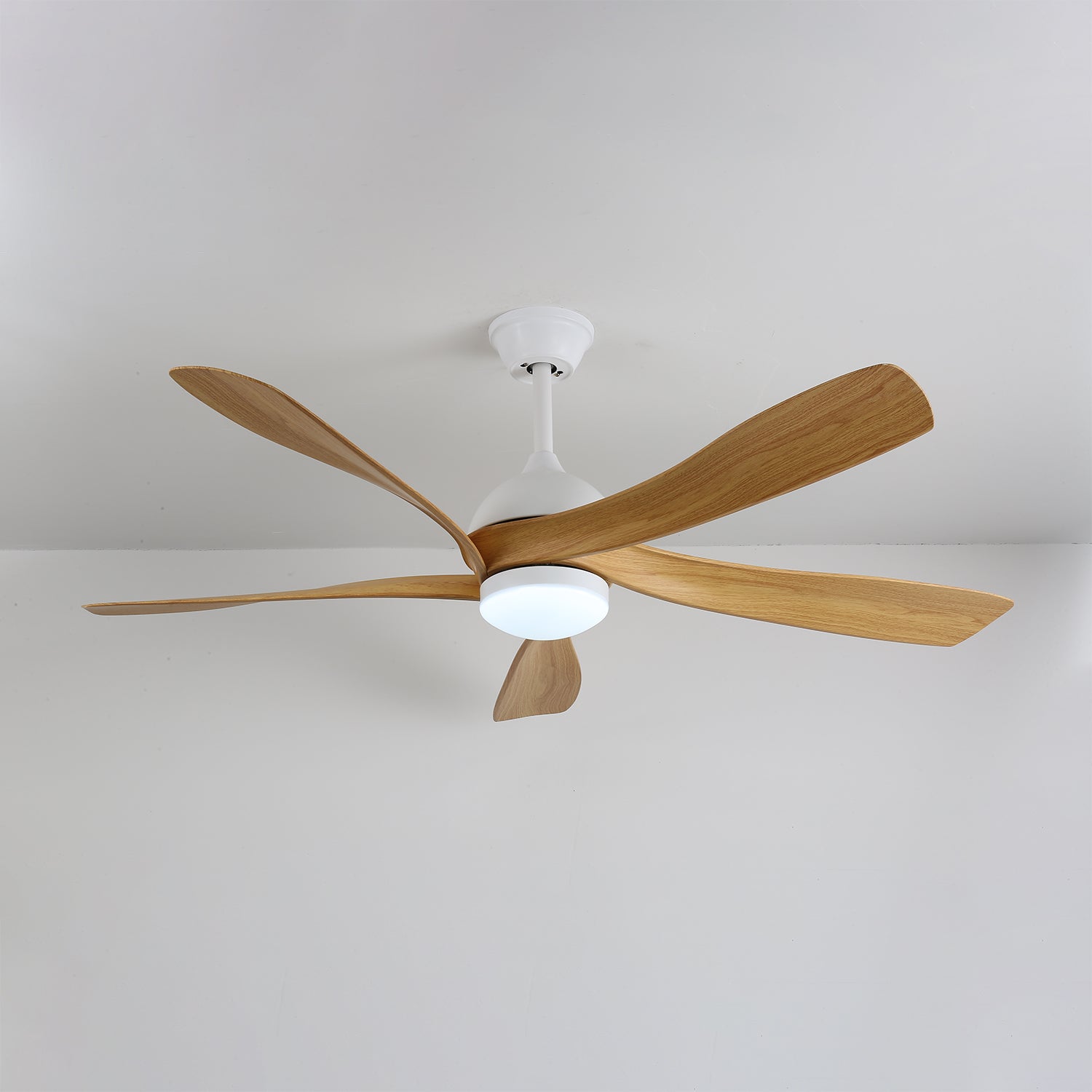 Moderne plafondventilator met geïntegreerde LED-verlichting in hout en metaal | Afstandsbediening 6-snelheden dimbaar voor woonkamer slaapkamer energiezuinig stil design 107cm 132cm | Sansoti
