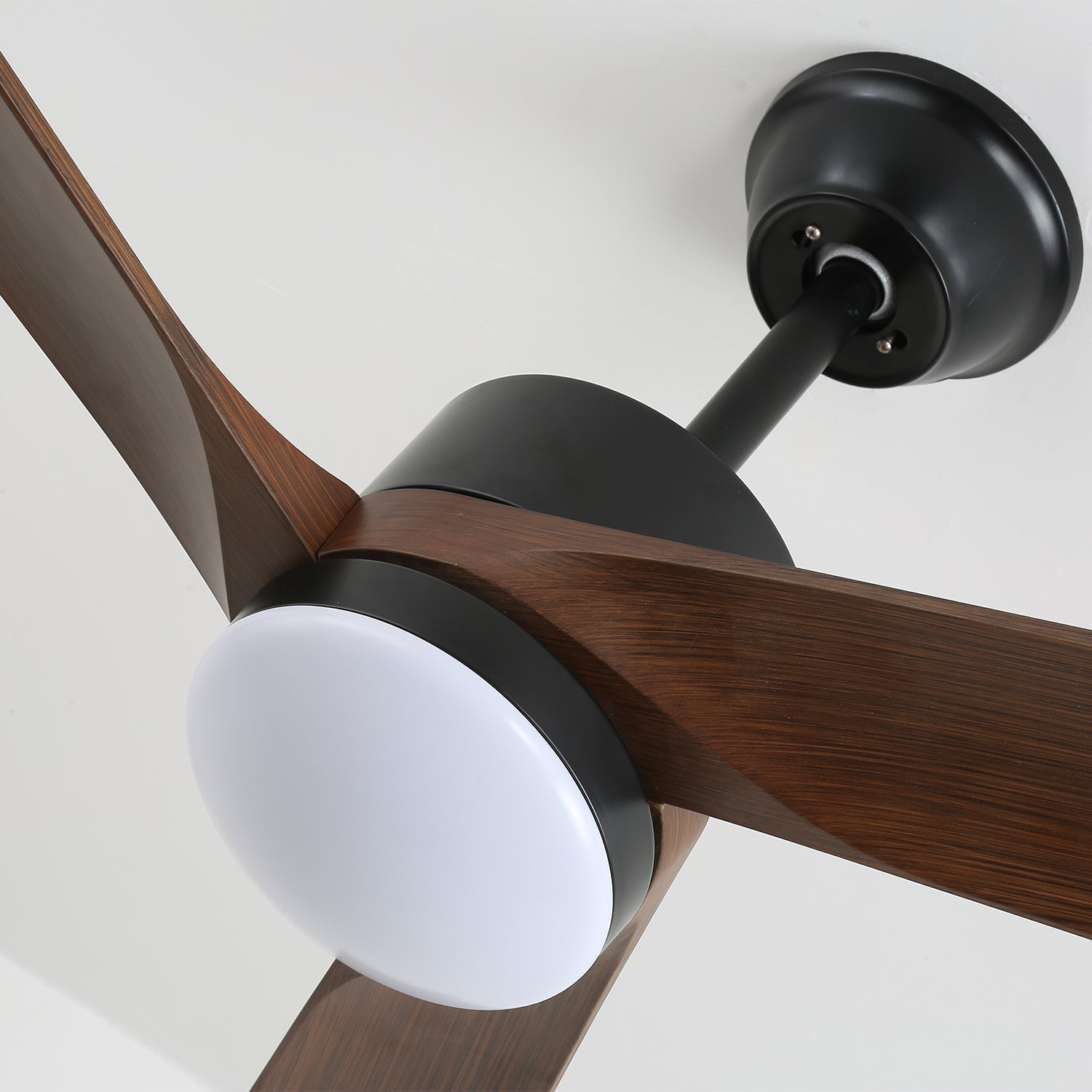 Moderne Plafondventilator met Verlichting 132 cm Donkerbruin Notenhout – Dimbaar 6 Snelheden Stille Motor | Sansoti