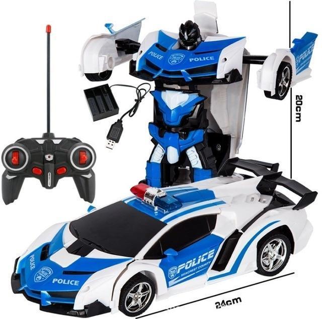 Voiture robot télécommandée transformable 2-en-1, jouet d’action pour enfants | Sansoti