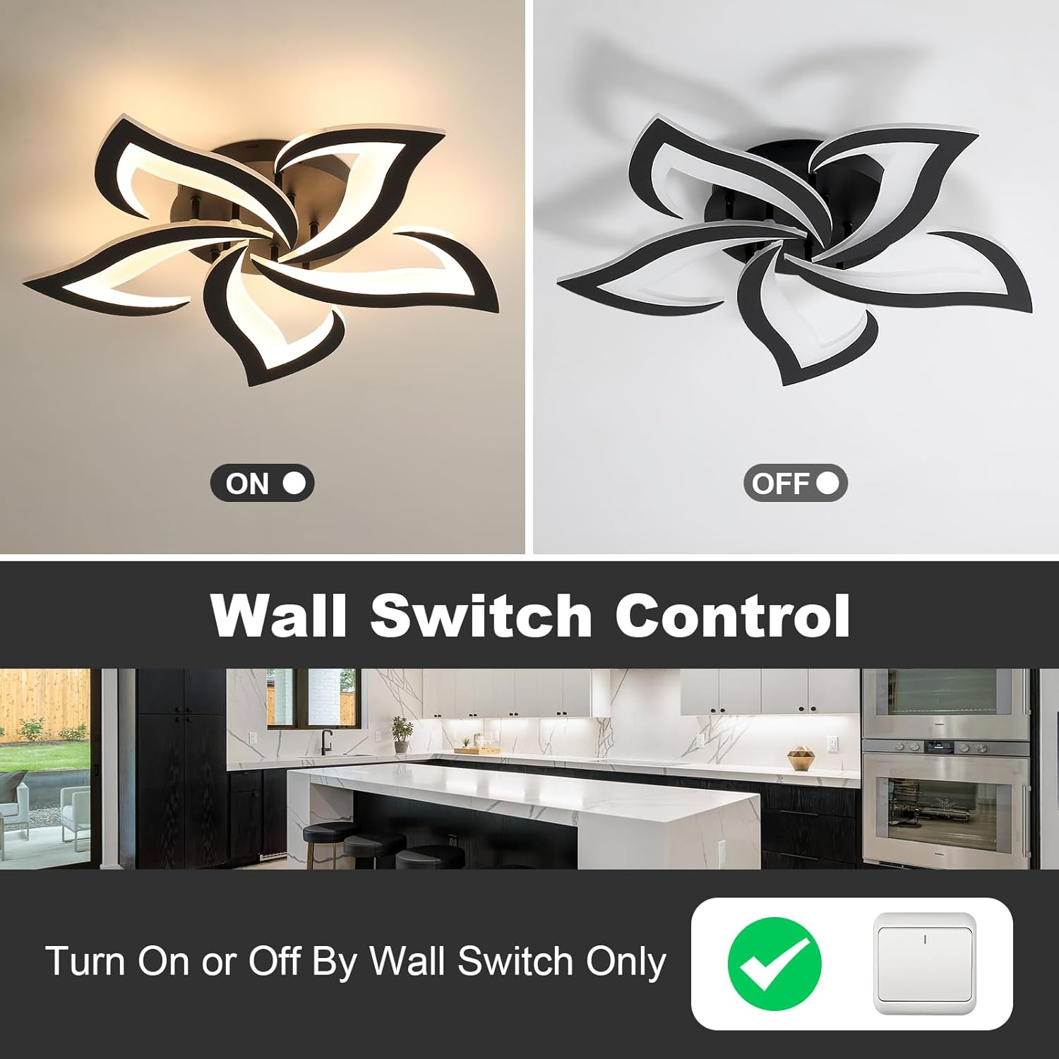 Lovela Flower Deckenleuchte LED 3200 Lumen Schwarz Wohnzimmer Schlafzimmer Design Deckenleuchte modern | Restfield