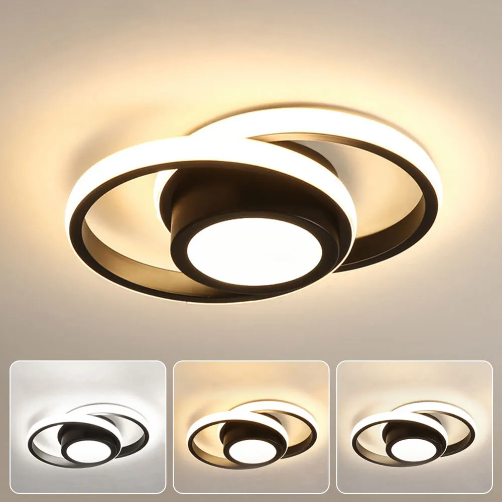 LED-Deckenleuchte Doppelring Schwarz Wohnzimmer Flur Moderne Deckenleuchte Minimalistisch Warmes Licht | Restfield
