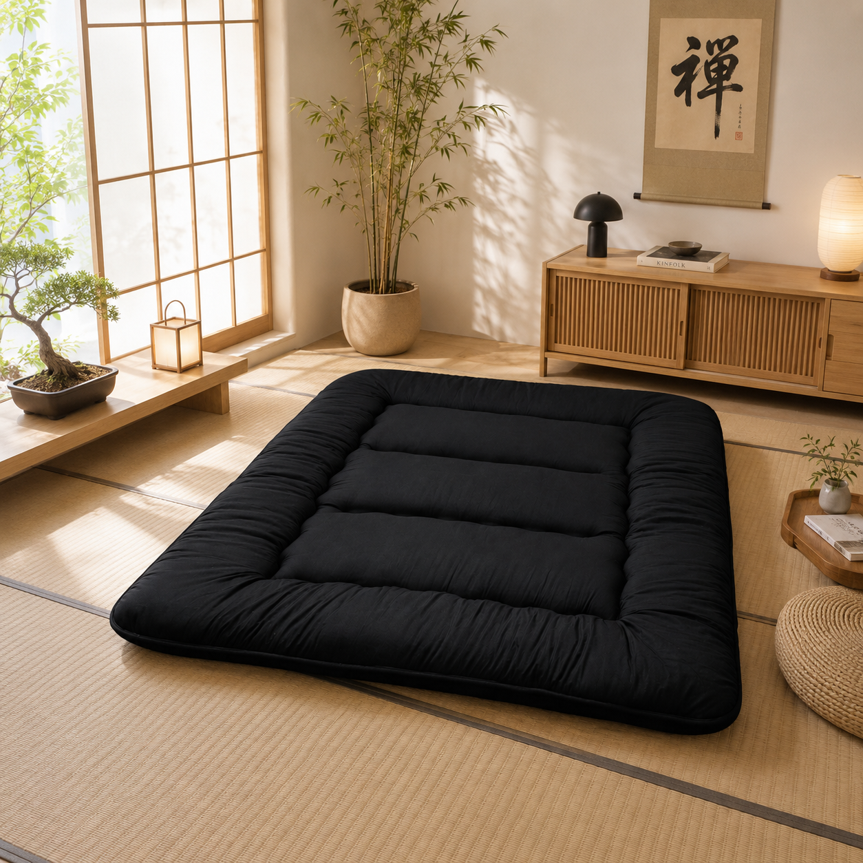 Opvouwbaar Futonmatras 10cm Dik Japanse Slaapmat Volwassenen Kinderen Tatami Yogamat Reisbed Gastenkamer | Sansoti