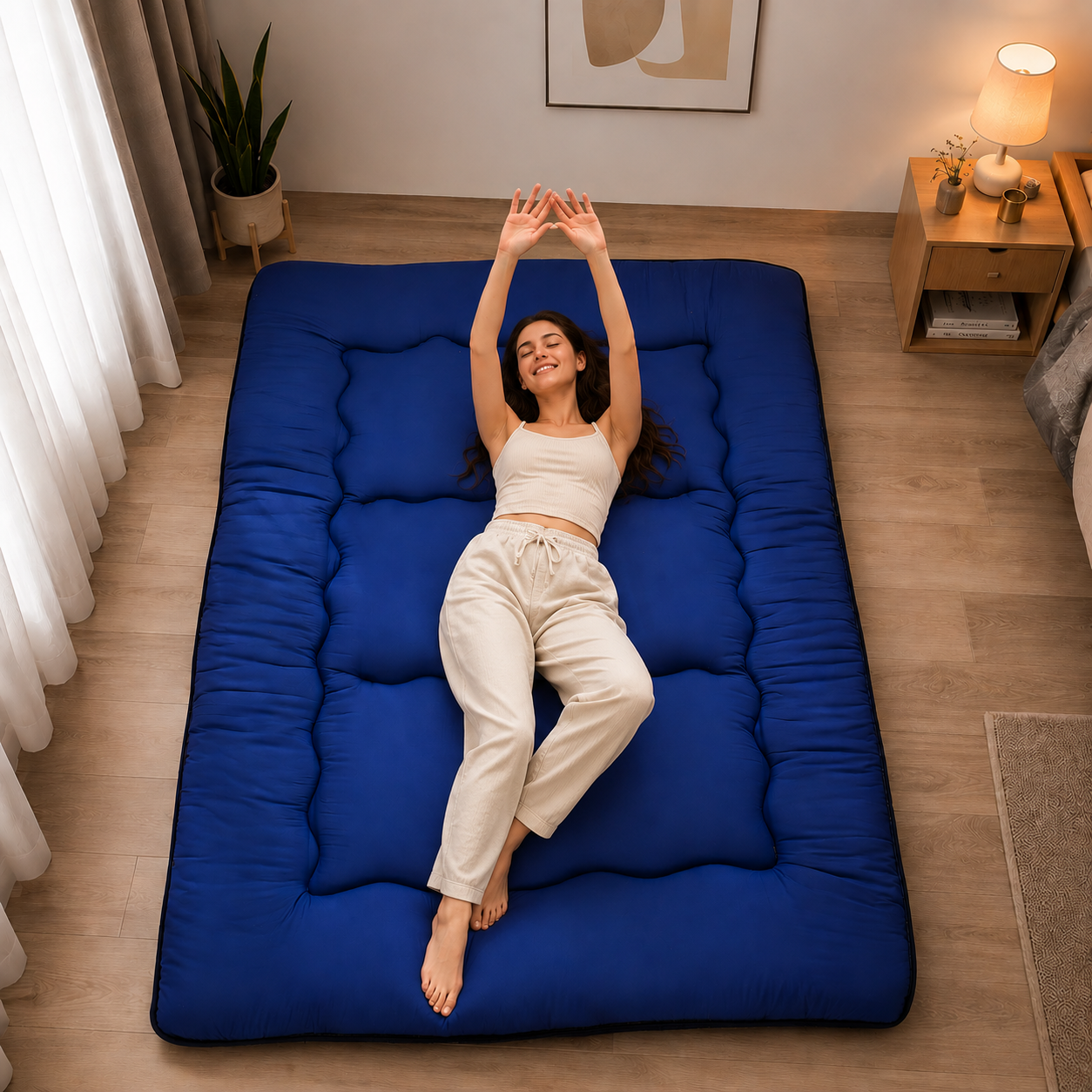 Opvouwbaar Futonmatras 10cm Dik Japanse Slaapmat Volwassenen Kinderen Tatami Yogamat Reisbed Gastenkamer | Sansoti