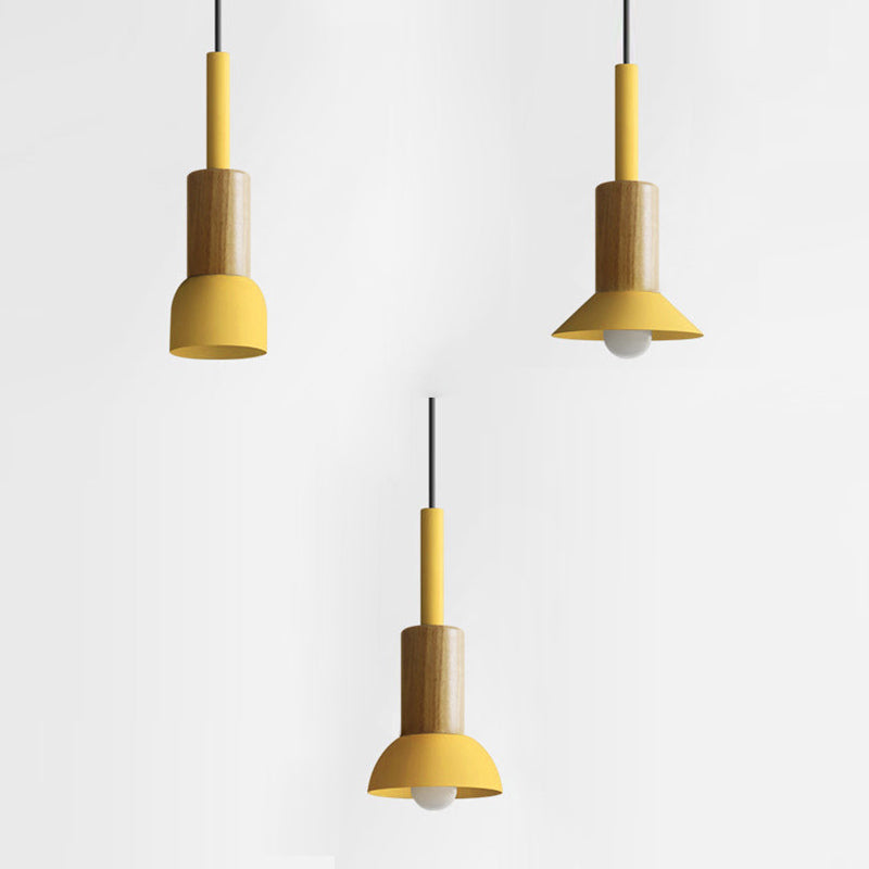 Scandinavische Houten Hanglamp met Gekleurd Metalen Accent - Minimalistische Verlichting voor Boven Eettafel en Woonkamer | Sansoti
