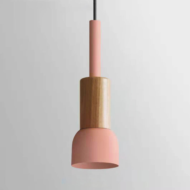 Scandinavische Houten Hanglamp met Gekleurd Metalen Accent - Minimalistische Verlichting voor Boven Eettafel en Woonkamer | Sansoti