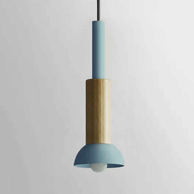 Scandinavische Houten Hanglamp met Gekleurd Metalen Accent - Minimalistische Verlichting voor Boven Eettafel en Woonkamer | Sansoti