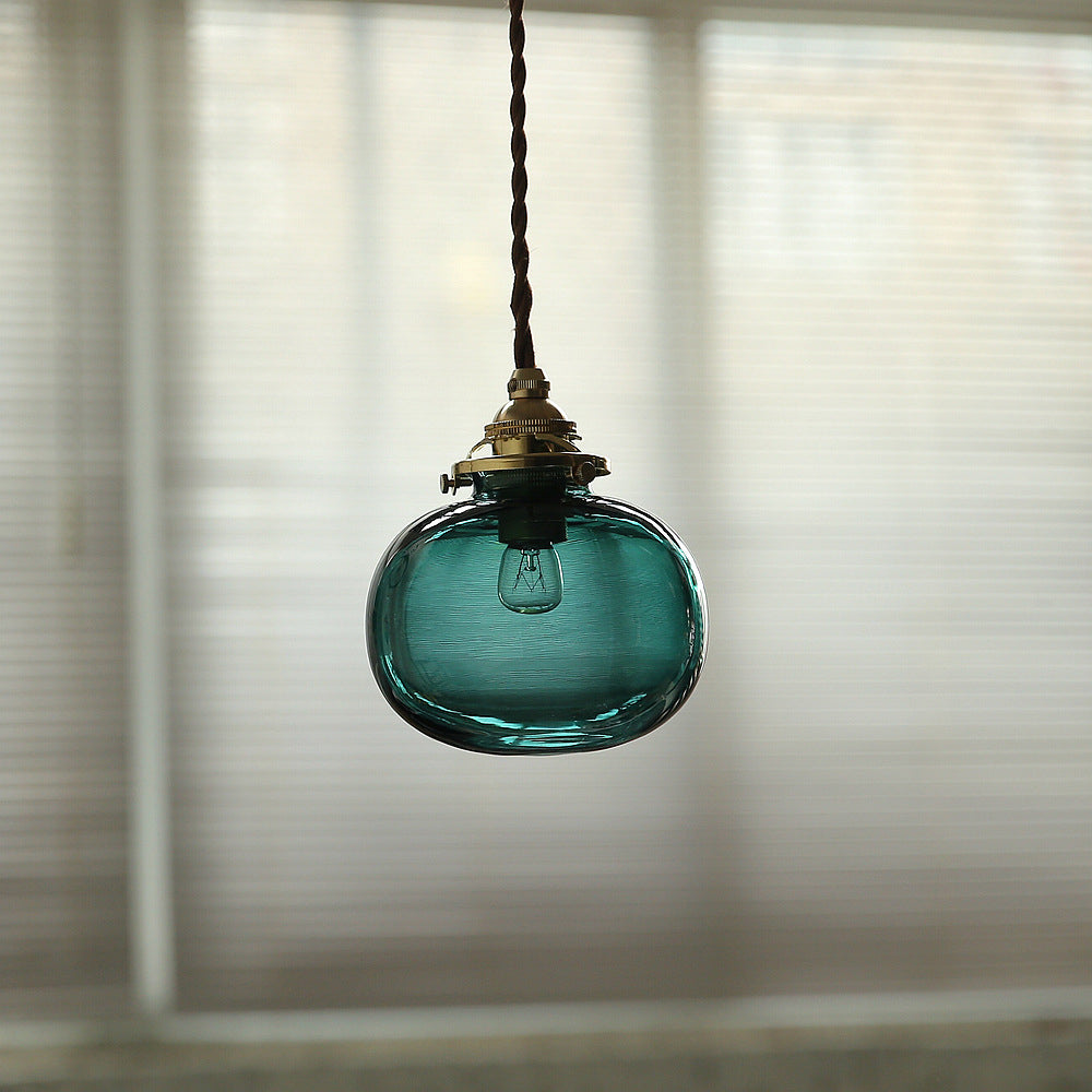 Vintage Hanglamp Goud met Glazen Kap E26 – Retro Koperen Verlichting voor Woonkamer en Eettafel | Sansoti