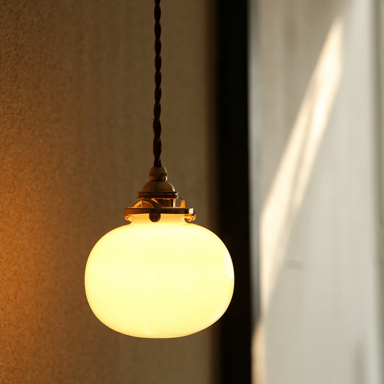 Vintage Hanglamp Goud met Glazen Kap E26 – Retro Koperen Verlichting voor Woonkamer en Eettafel | Sansoti