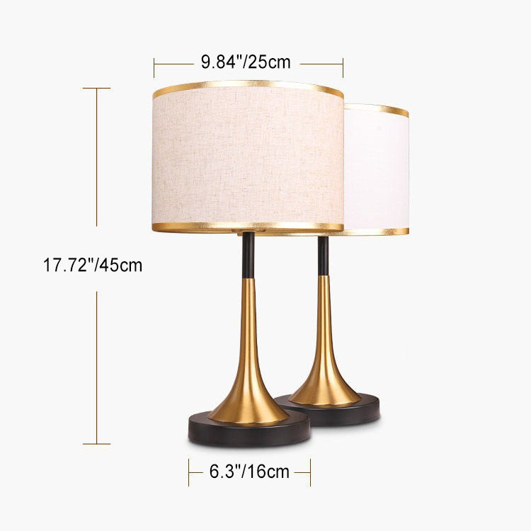 Vintage Tafellamp met Stoffen Kap – Metalen Basis, E26-Fitting, 45 cm Hoog | Sansoti