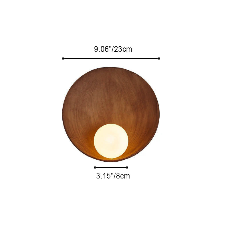 Wandleuchte Harz Glas Rund 23x23cm Weiß Holzfarbe G4 Schlafzimmer Wohnzimmer Stimmungslicht | Restfield