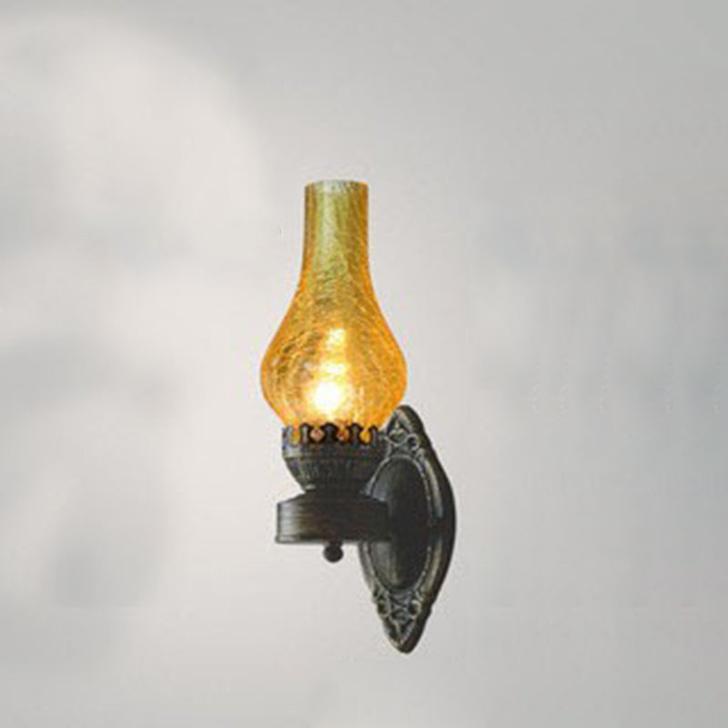 Applique Murale Style Pétrole Verre Bronze Métal 42cm Hall Salon Chambre Rétro Vintage Lampe à Huile E26 Lampe d'Ambiance | Restfield
