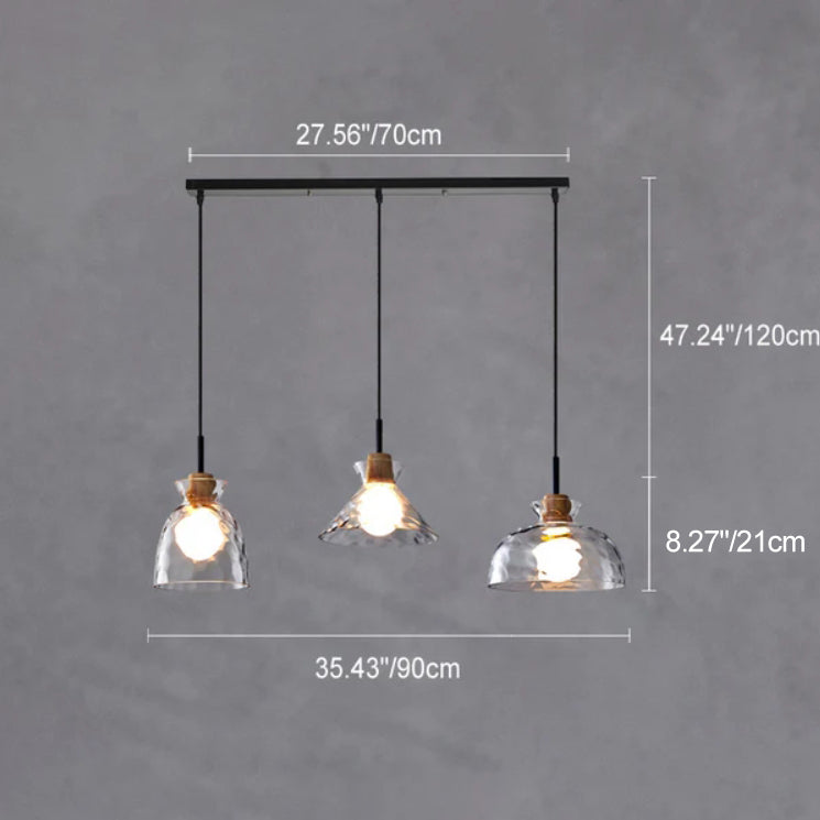Hanglamp Glas Hout Transparant E26 Woonkamer Slaapkamer Eetkamer Pendellamp Glazen Kap Bell Cone Bowl Industrieel Retro | Sansoti