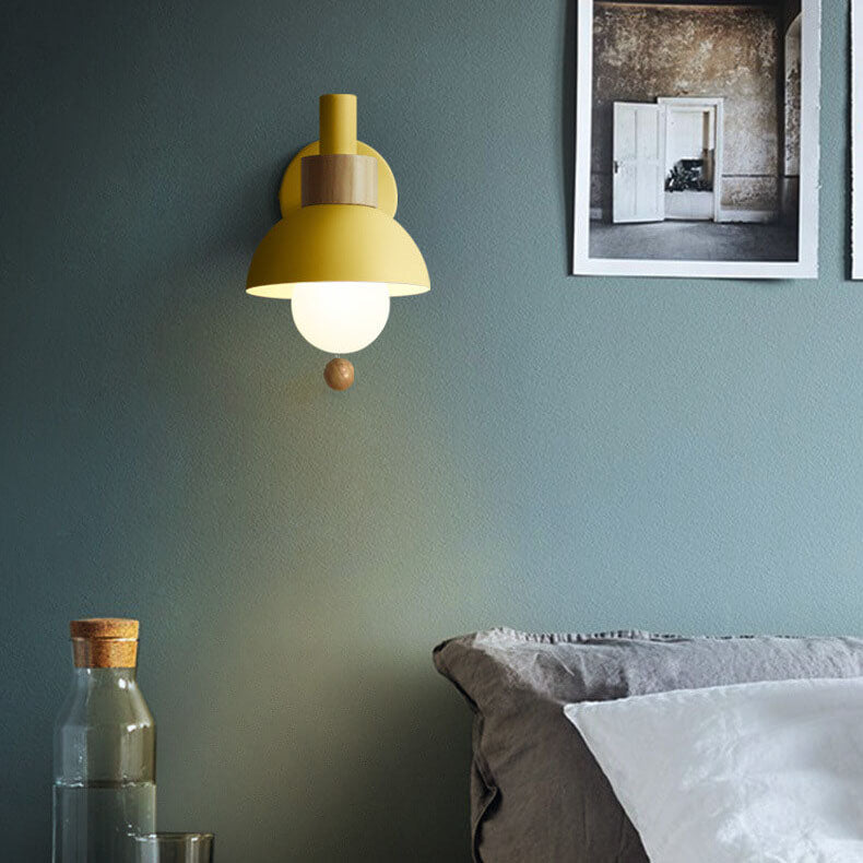 Wandleuchte mit Zugschalter und kugelförmigem Schirm für Schlafzimmer, Leseecke und Wohnzimmer, stimmungsvolle Beleuchtung, skandinavisch | Sansoti