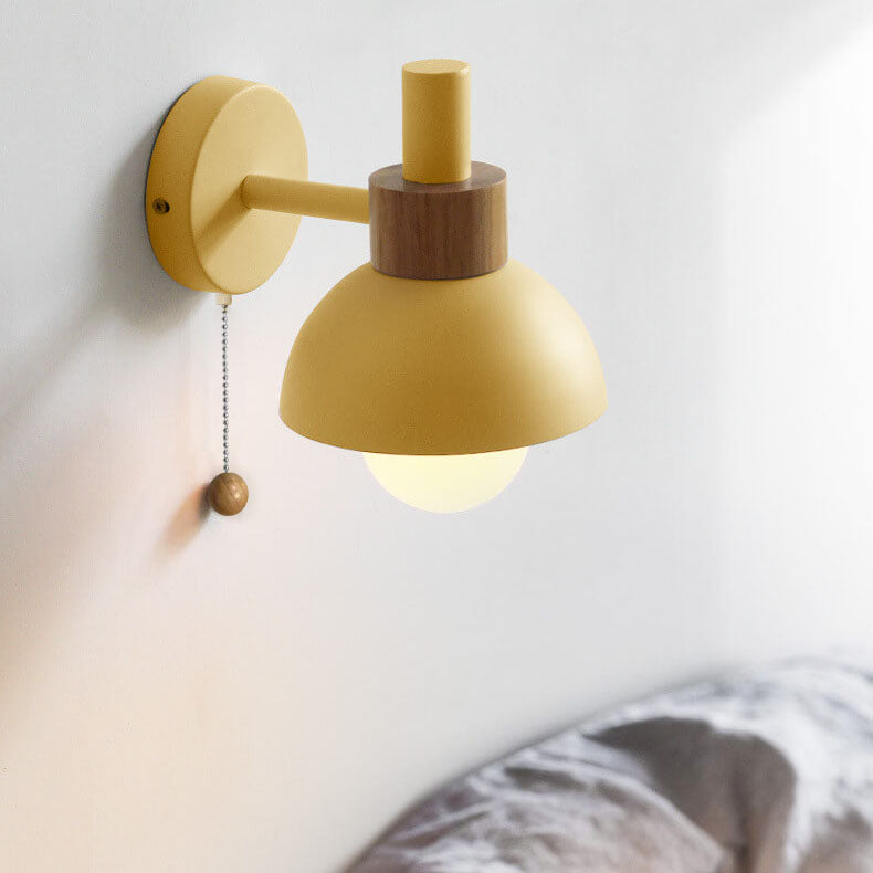 Wandleuchte mit Zugschalter und kugelförmigem Schirm für Schlafzimmer, Leseecke und Wohnzimmer, stimmungsvolle Beleuchtung, skandinavisch | Sansoti