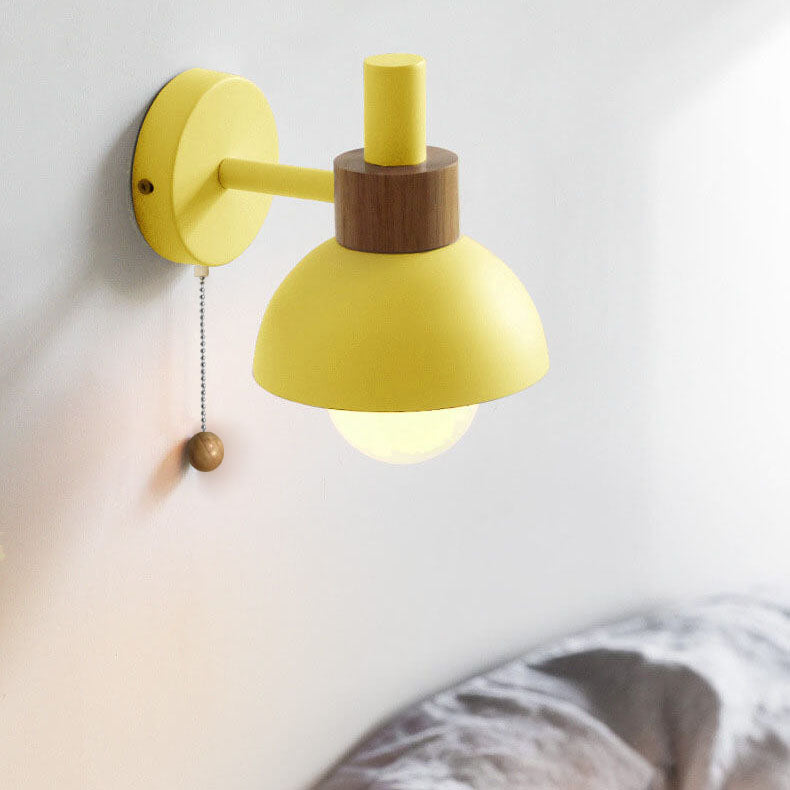 Wandleuchte mit Zugschalter und kugelförmigem Schirm für Schlafzimmer, Leseecke und Wohnzimmer, stimmungsvolle Beleuchtung, skandinavisch | Sansoti