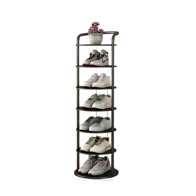 Étagère à chaussures ronde en métal, 5 à 8 niveaux, noire, blanche ou dorée, pour entrée, vestiaire et chambre, gain de place, style minimaliste | Sansoti
