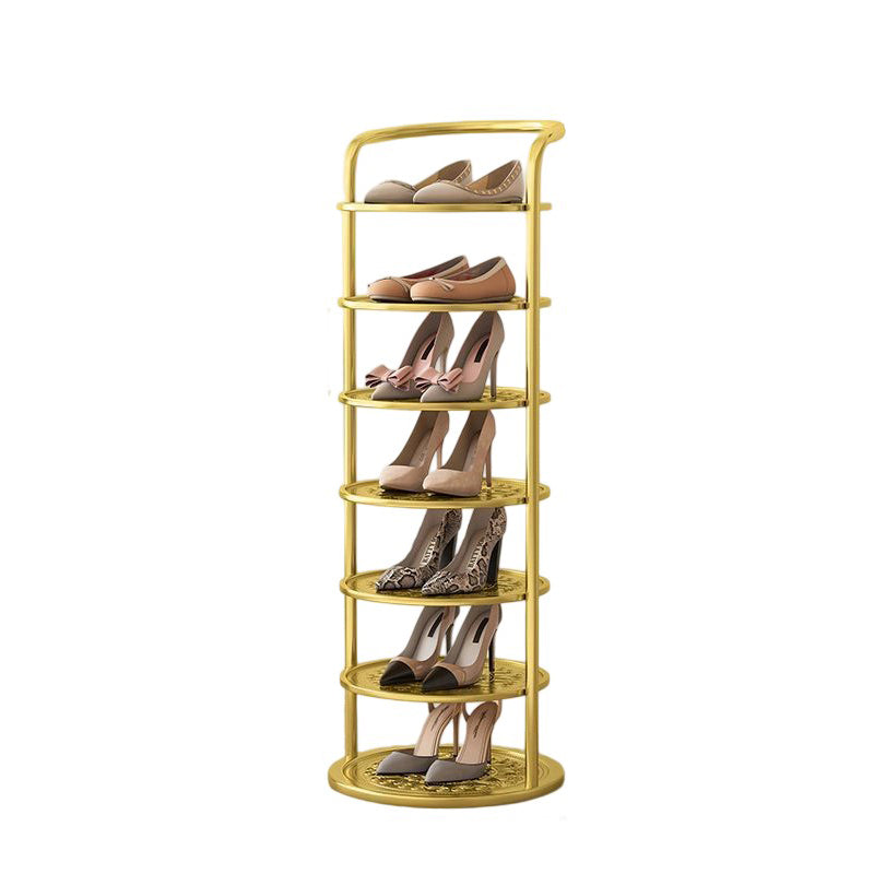 Étagère à chaussures ronde en métal, 5 à 8 niveaux, noire, blanche ou dorée, pour entrée, vestiaire et chambre, gain de place, style minimaliste | Sansoti