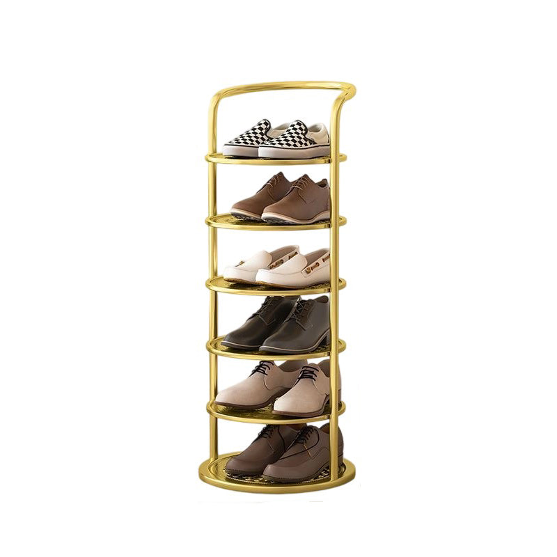 Étagère à chaussures ronde en métal, 5 à 8 niveaux, noire, blanche ou dorée, pour entrée, vestiaire et chambre, gain de place, style minimaliste | Sansoti