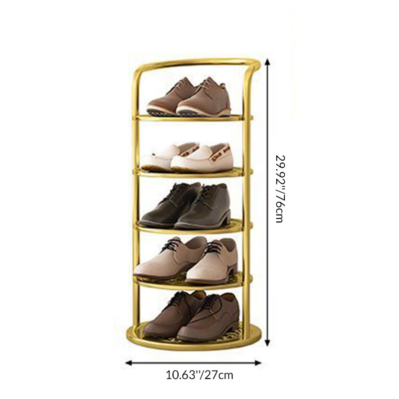 Étagère à chaussures ronde en métal, 5 à 8 niveaux, noire, blanche ou dorée, pour entrée, vestiaire et chambre, gain de place, style minimaliste | Sansoti