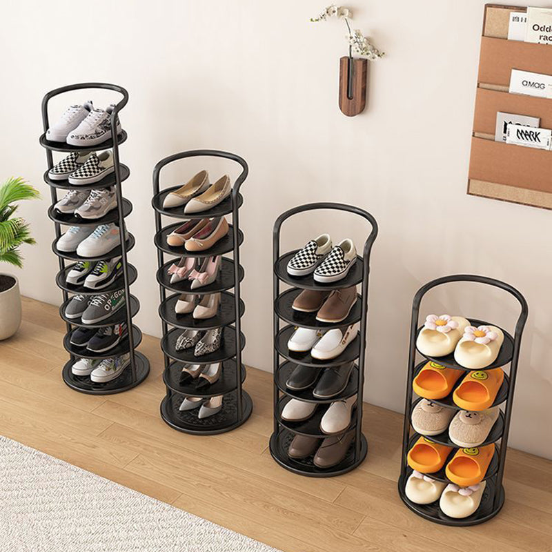 Étagère à chaussures ronde en métal, 5 à 8 niveaux, noire, blanche ou dorée, pour entrée, vestiaire et chambre, gain de place, style minimaliste | Sansoti