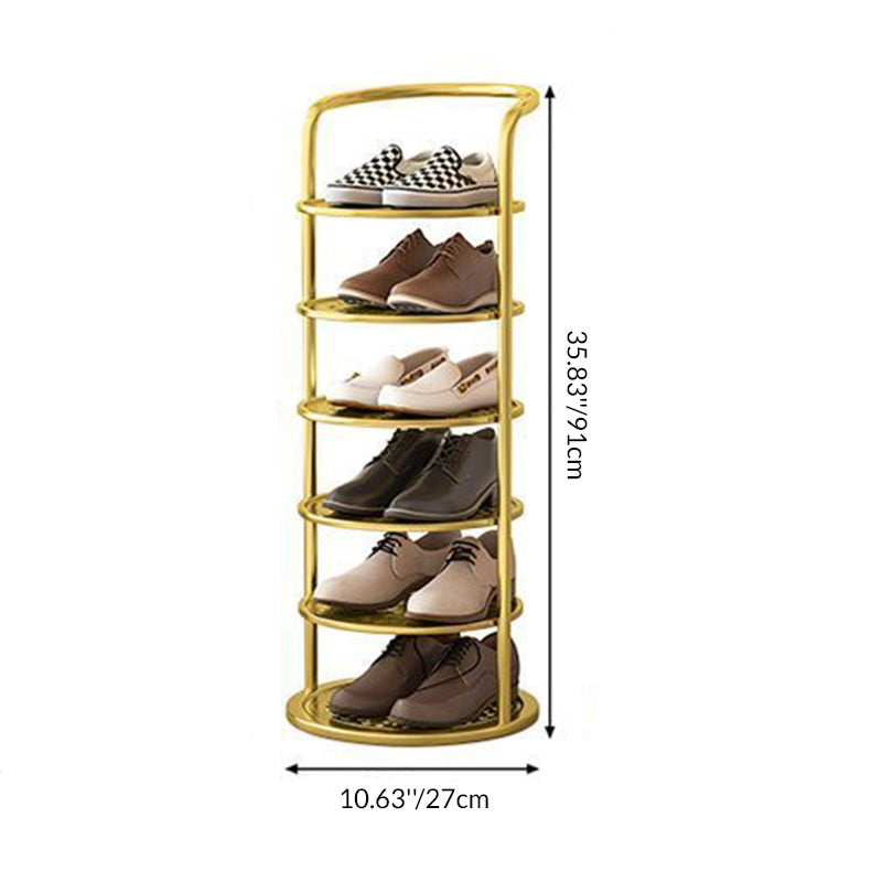 Étagère à chaussures ronde en métal, 5 à 8 niveaux, noire, blanche ou dorée, pour entrée, vestiaire et chambre, gain de place, style minimaliste | Sansoti