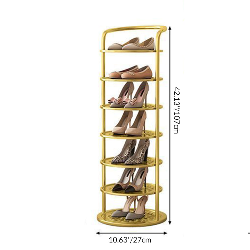 Étagère à chaussures ronde en métal, 5 à 8 niveaux, noire, blanche ou dorée, pour entrée, vestiaire et chambre, gain de place, style minimaliste | Sansoti