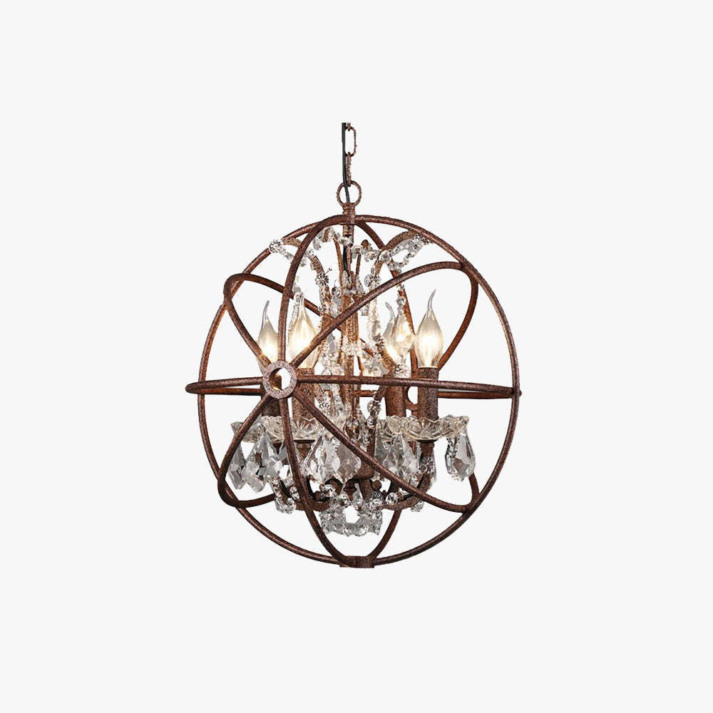 Pendant Light Metal Crystal 4 Lights Black Rust Vintage Ambient Light Living Room Dining Room Bedroom Retro Design | Sansoti