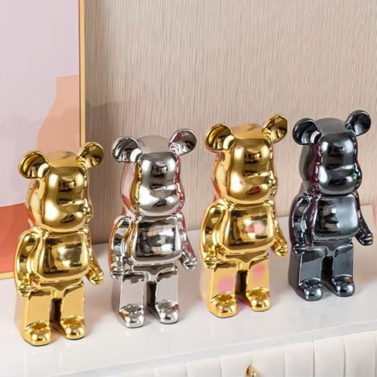 Bärenskulptur aus Kunstharz, 28 cm, modernes abstraktes Wohnaccessoire, dekoratives Objekt für Wohnzimmer und Interieur | Sansoti
